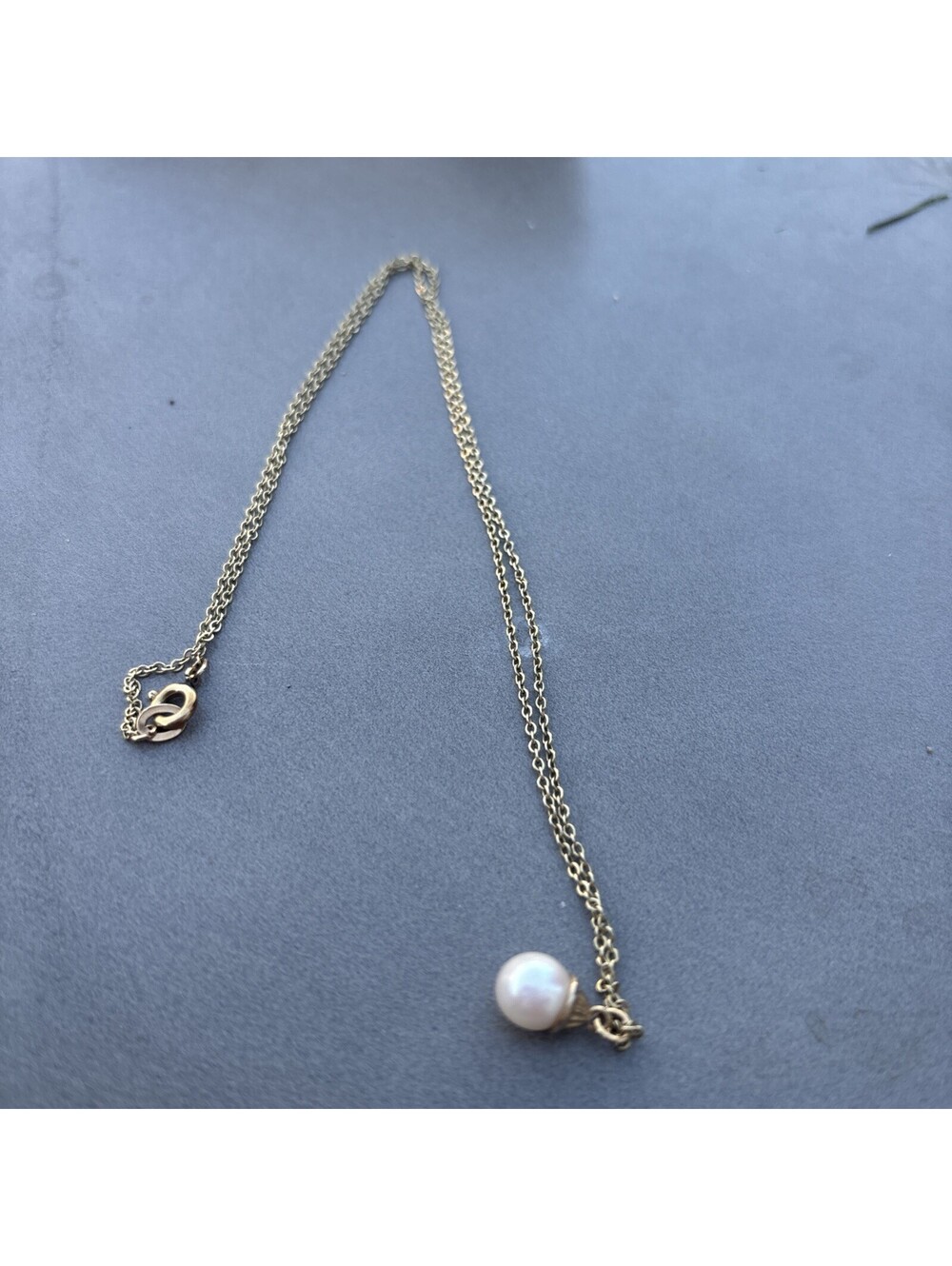 Vintage Krementz Gold Plated Necklace With Pearl Pendant 16 Inches Long